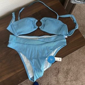 Light Blue Ribbed Bikini NWT!